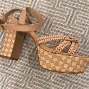 SCHUTZ Beige Woven Platform Heels